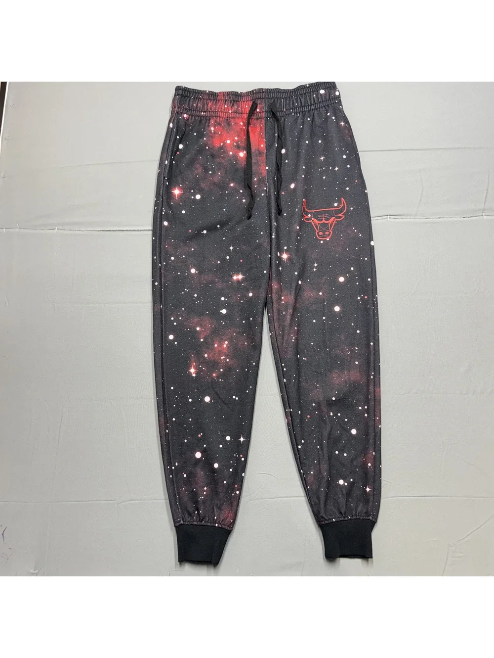 UNK NBA Chicago Bulls Galaxy Space Joggers Sweatpants Adult Medium Black Red